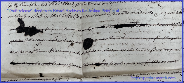 Close-up of old draft deed