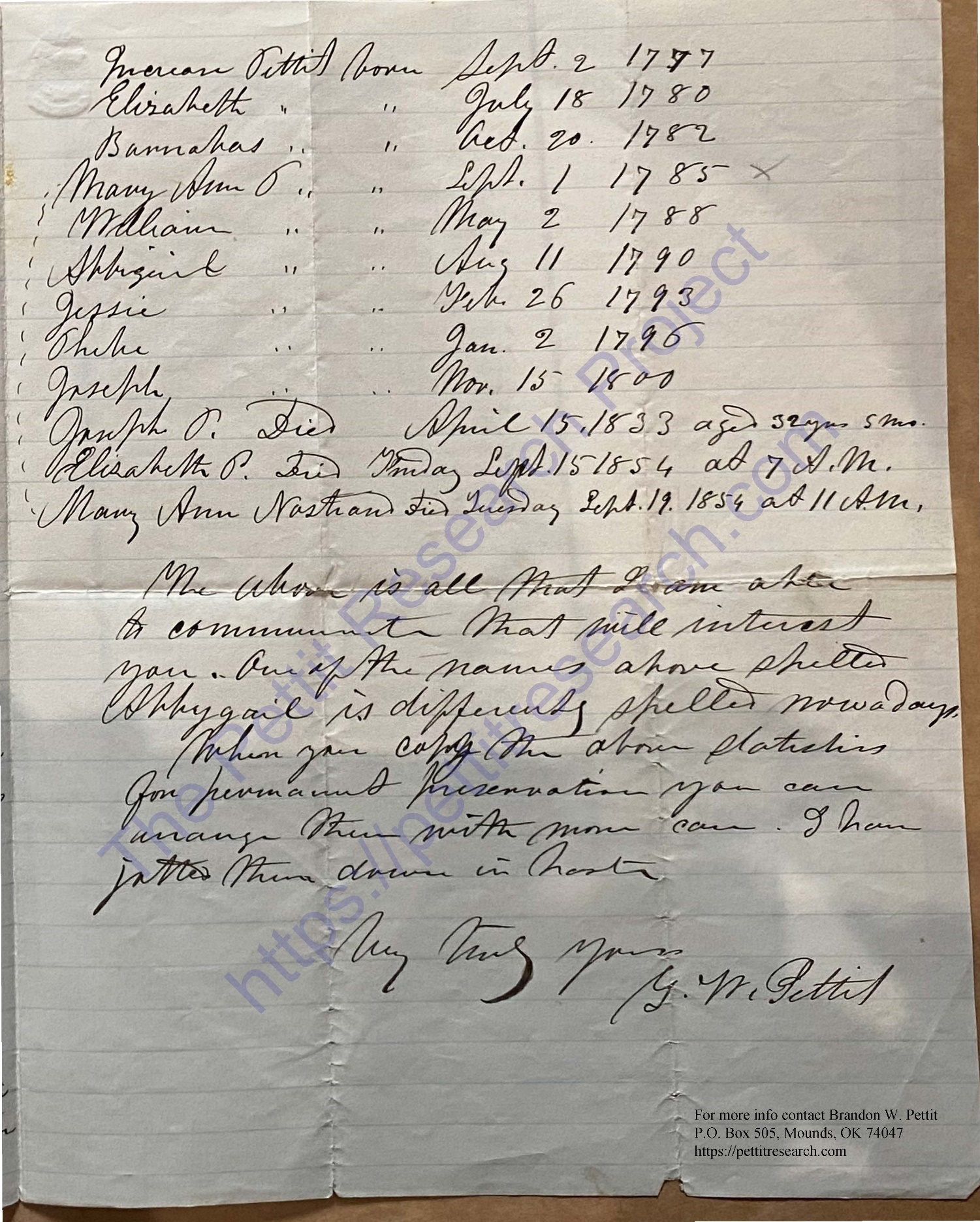 Nov 29, 1861 Pettit Family Letter Page 2
