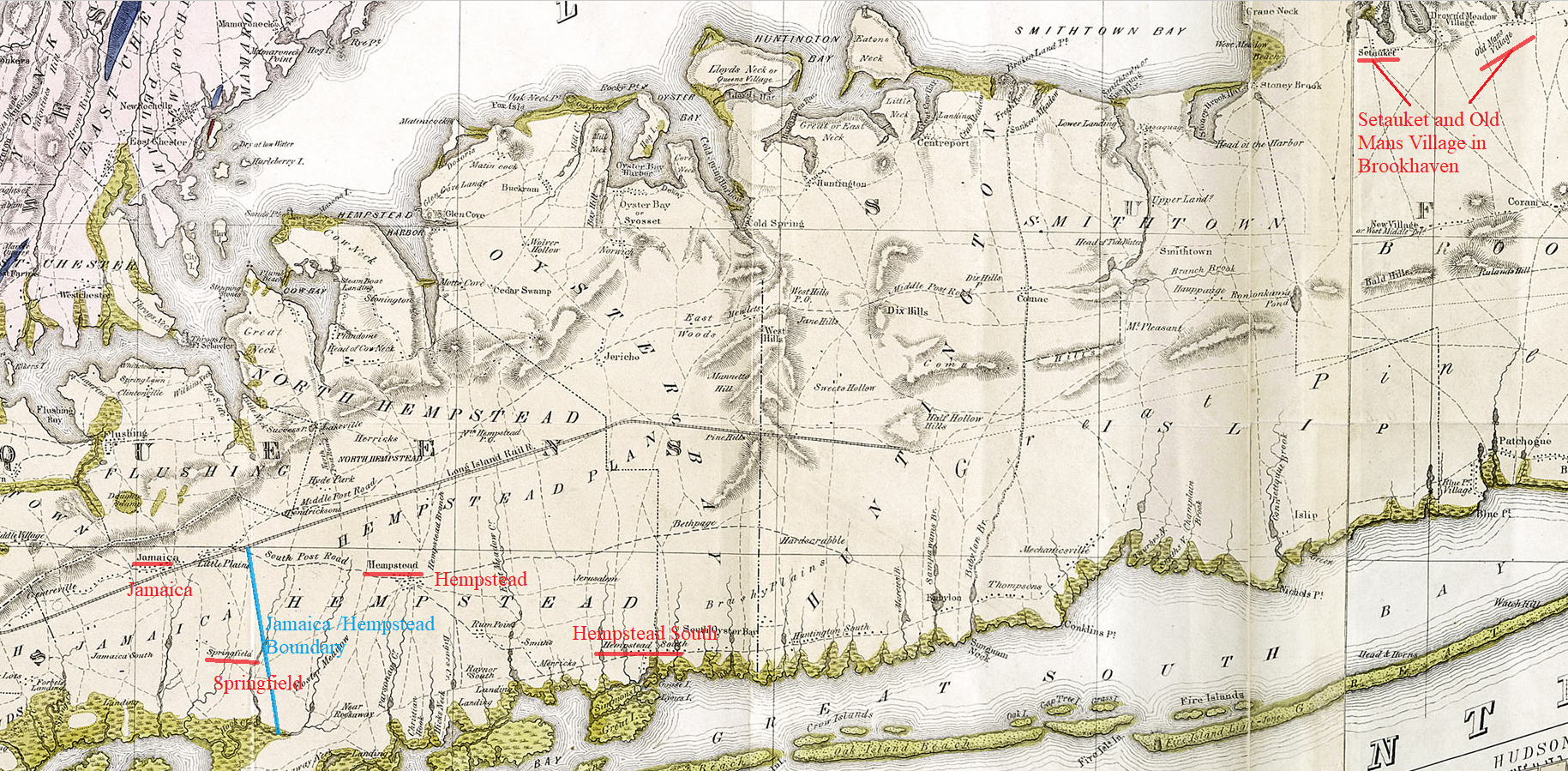 1842 Long Island map