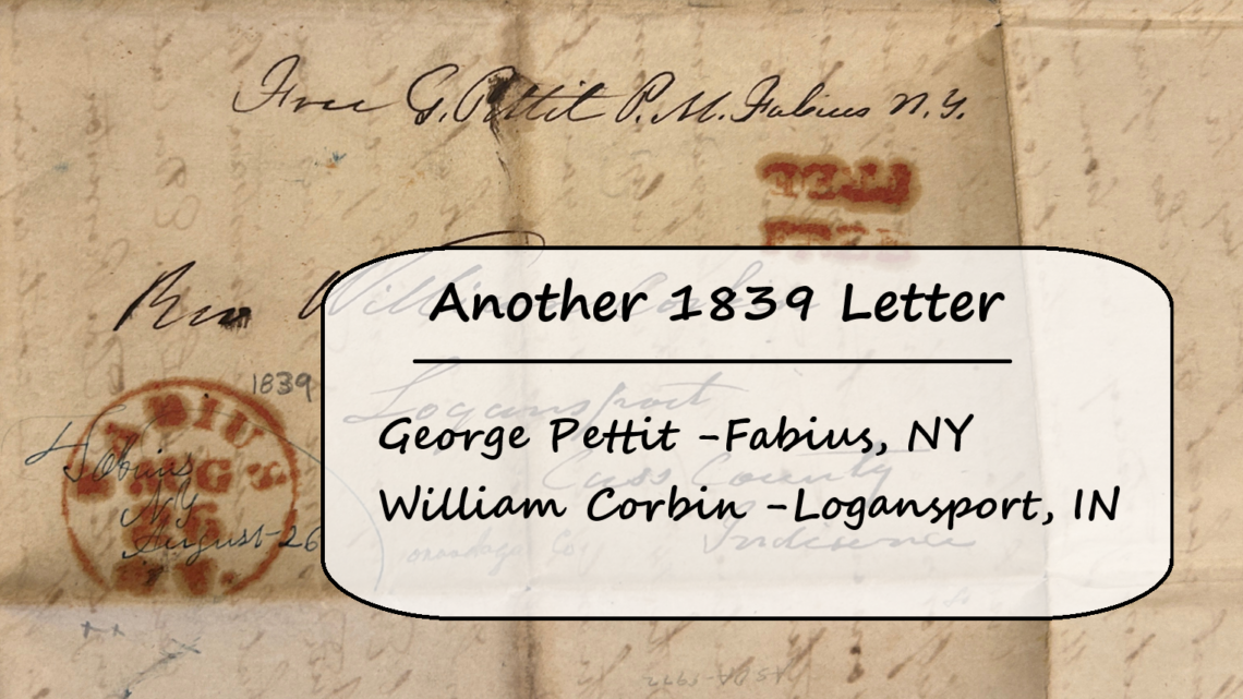 1839 Letter from George Pettit of Fabius, NY