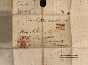 1839 Letter from George Pettit of Fabius NY to William Corbin in Logansport , IN